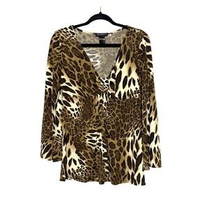 INC Y2K Vintage Mob Wife Chic‎ Deep-V Babydoll Top Women Size XL Soft Girl Glam